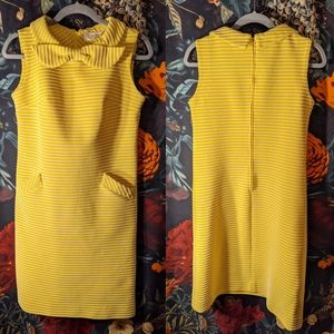 Yellow 60s style dress with pockets! Leslie Fay